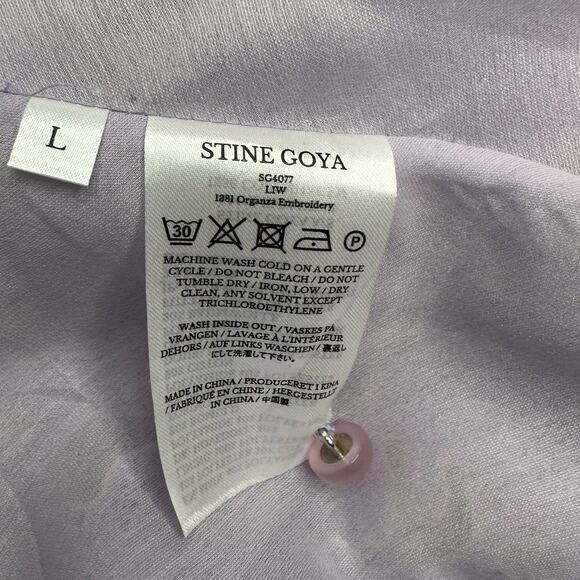 STINE GOYA Liw Embroidered Peplum Blouse - Size L - Lilac NWOT - Picture 9 of 11